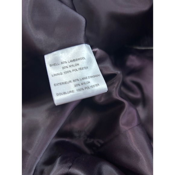 Sachi Collection XL Purple Lambswool Blend Hooded Coat Faux Fur Trim - Picture 5 of 8